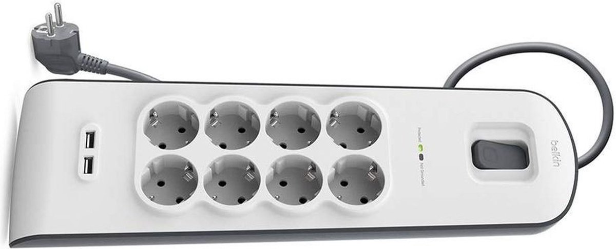 Belkin Multiprise parafoudre avec USB 8 Prises, Prise électrique (Montage  Mural, Cordon d'alimentation de 2