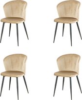 Nuvolix velvet eetkamerstoelen set van 4 "Toronto" - eetkamerstoel - velvet stoel - beige