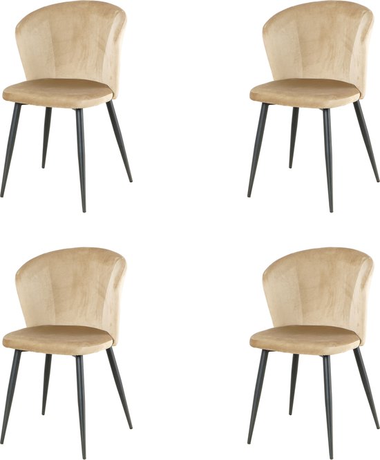 Nuvolix velvet eetkamerstoelen set van 4 