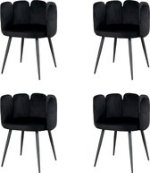 Bol.com Nuvolix velvet eetkamerstoelen met armleuning set van 4 "Seoul" - stoel met armleuningen - eetkamerstoel - velvet stoel ... aanbieding