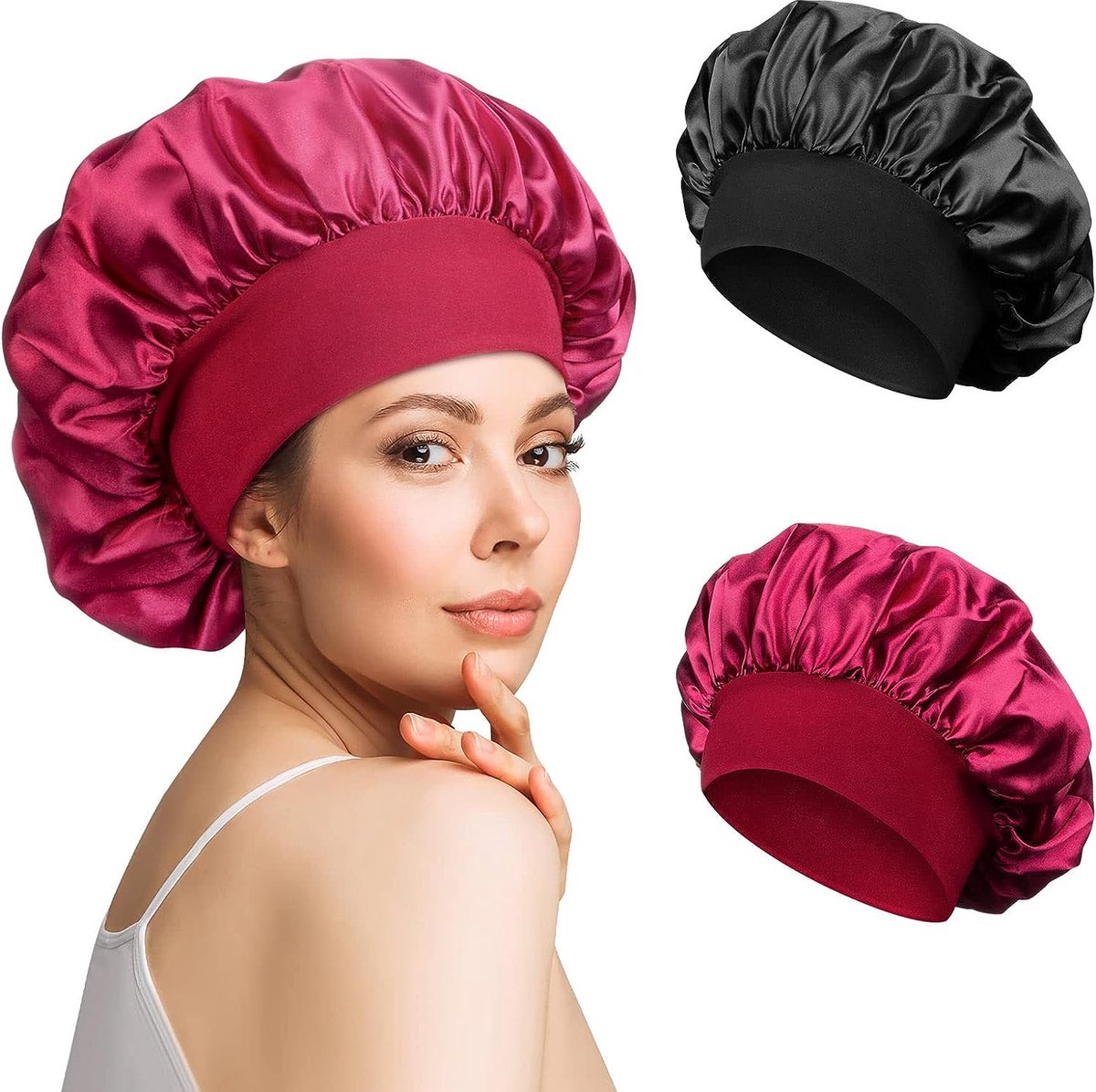Bonnets de douche jetables, bonnet de douche 100 pièces, bonnet de douche  large, épais, transparent, élastique