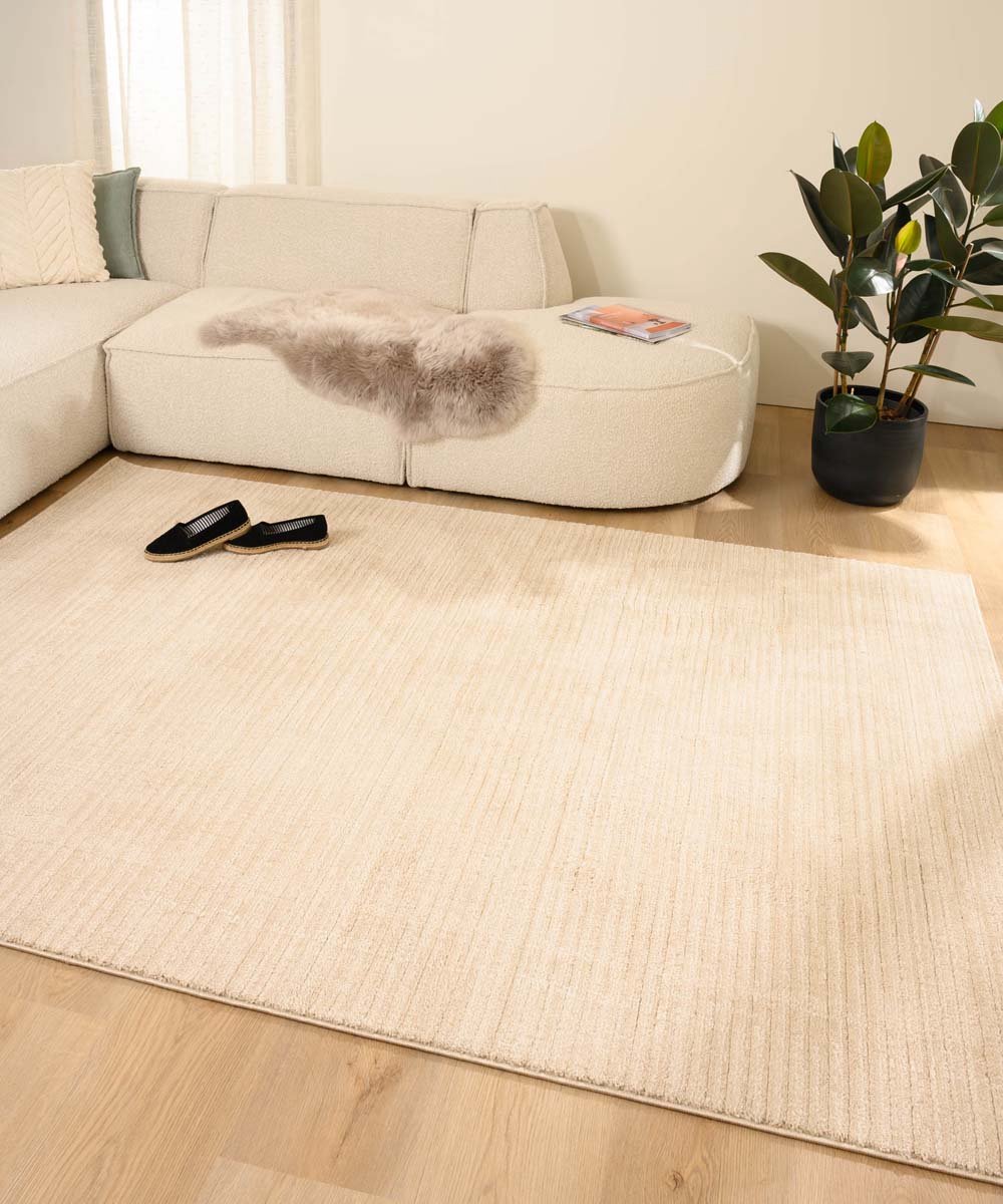 Tapeso Vloerkleed strepen - Fancy Lines beige 200x300