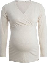 Baby's Only Zwangerschapstop lange mouw Glow - Zwangerschapsshirt gemaakt uit 96% viscose en 4% elastaan - Longsleeve shirt dames met voedingsfunctie - Ecru - M