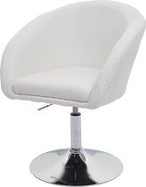 Eetkamerstoel MCW-F19, keukenstoel draaistoel loungestoel, in hoogte verstelbaar ~ stof/textiel crème-wit