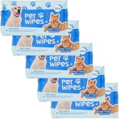 Pet cleaning wipes - 5 pakken - vochtige schoonmaakdoekjes voor honden of katten - Reinigingsdoekjes voor dieren - doekjes