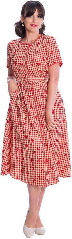 Banned - CHERRY AMORE Flare dress - Rood
