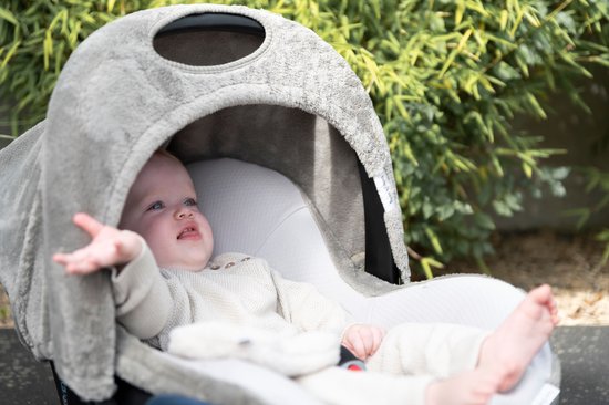 Baby's Only Autostoel zonnekap - Zonnescherm Maxi Cosi 0+ Cozy - Gemaakt van teddystof - Urban Taupe van Baby's Only — afbeelding 5