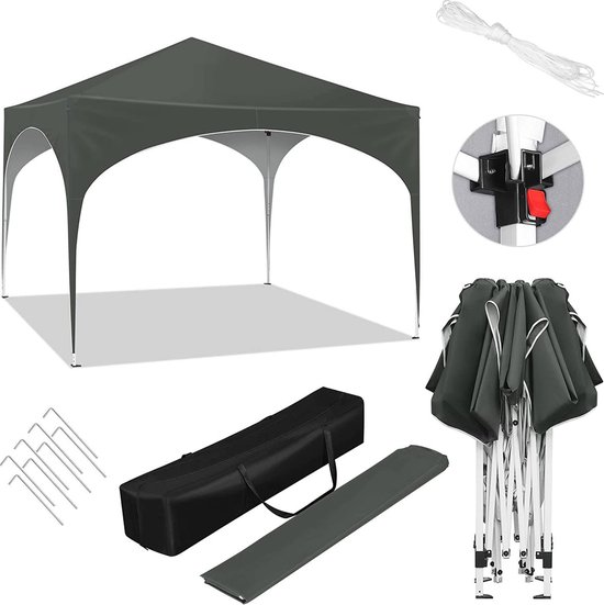 UISEBRT Paviljoen, 3 x 6 m, waterdicht, partytent, tuinpaviljoen met 6 zijwanden, camping, feestpaviljoen voor tuin, feest, bruiloft, wit