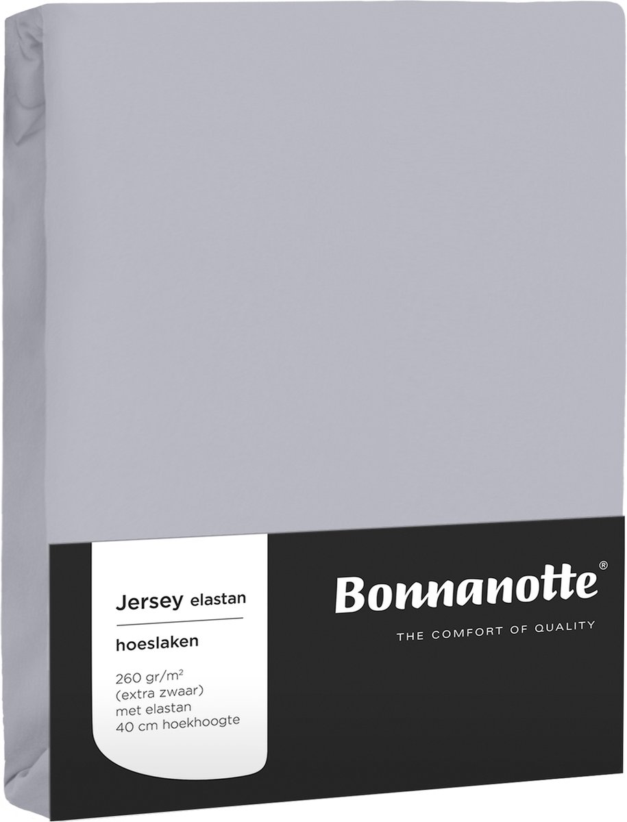 Bonnanotte Jersey elastan hoeslaken 90/100-200/210 Licht grijs extra dikke kwaliteit 260 grams