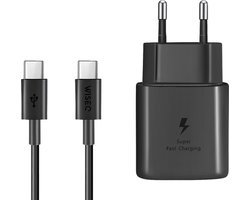 WISEQ 25W Snellader geschikt voor Samsung - inclusief USB C Kabel - Quick Charge - Snellader - Zwart