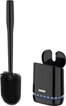 Toiletborstel - WC-borstel en houder, Toiletborstels met wandhouder voor badkamer, zwart