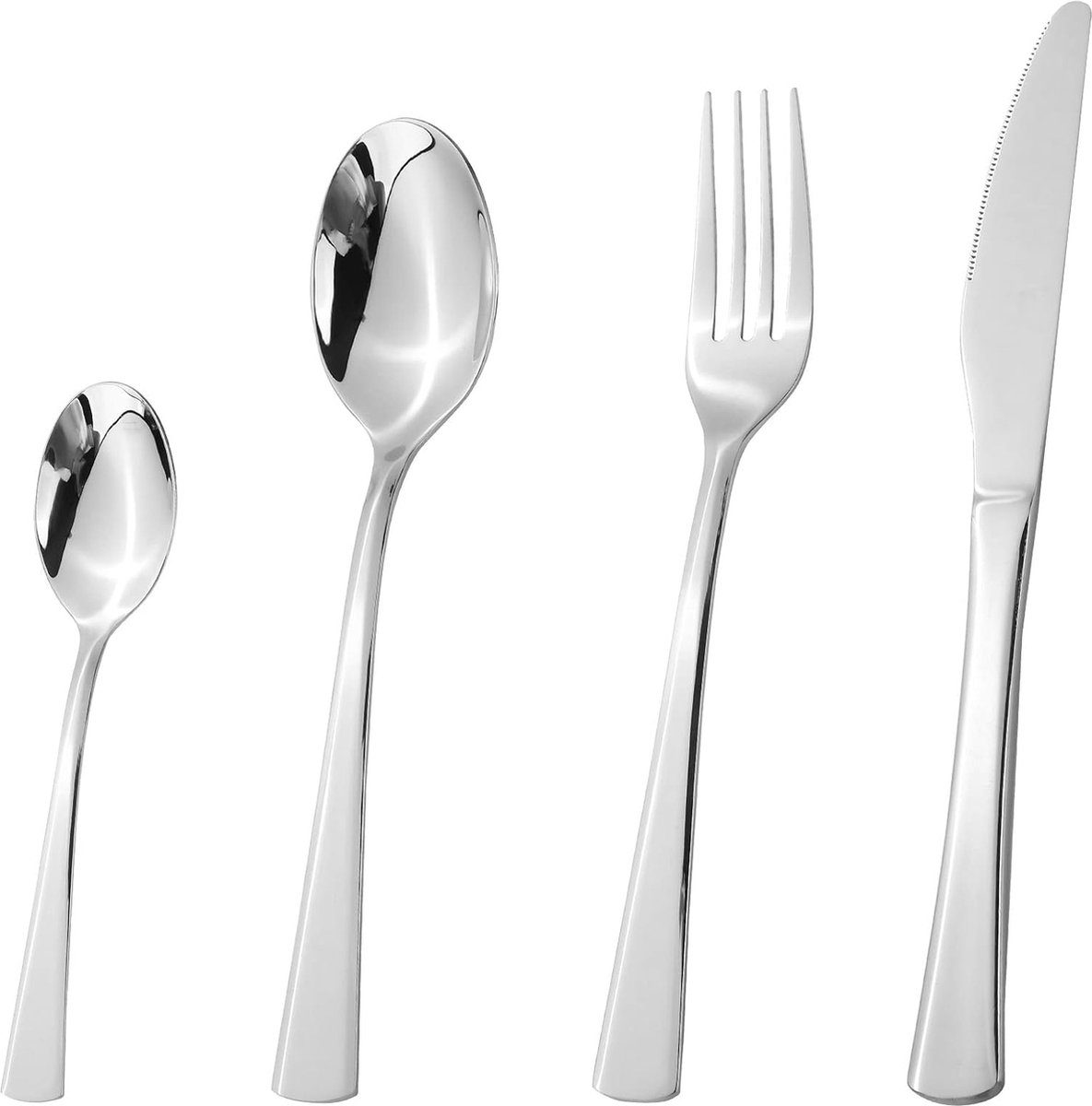 CAOPAOTI Set Couverts 24 Pièces 6 Personnes – Acier Inox Poignée Pierre, Élégant Et Robuste