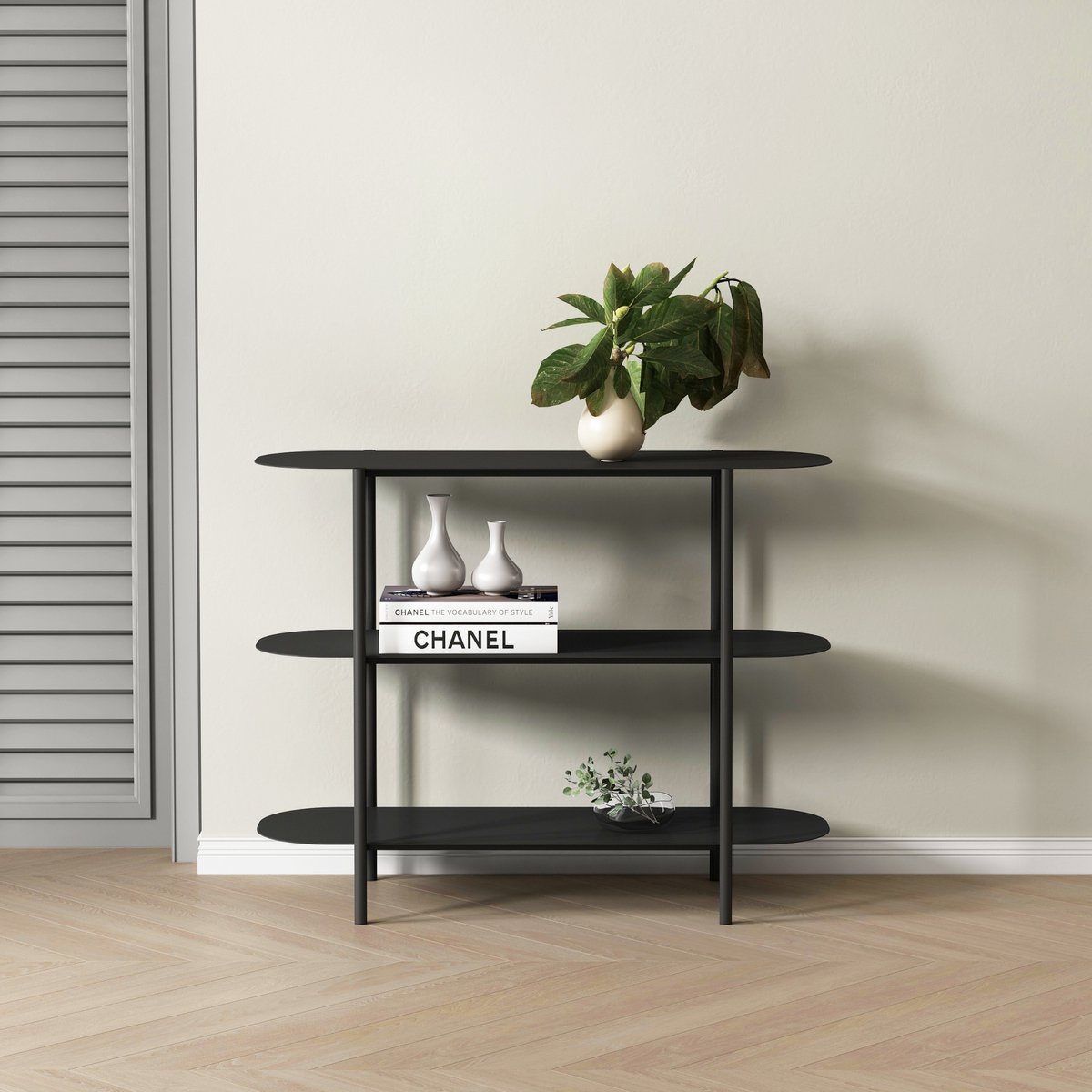 en.casa Console tafel Enebakk sidetable 70x90x32 cm zwart mat zwart, mat