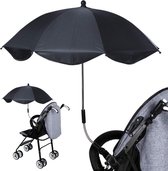 BabySun Parasol voor kinderwagen, parasol voor pasgeborenen, universele zonwering voor pasgeborenen, opvouwbaar, met houder voor eenvoudige montage, zwart