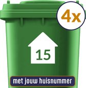 4x Kliko sticker huis met nummer - 4 stuks - Voordeelset - 15x16cm Container sticker - Cijfer sticker - Huisnummer