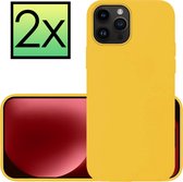 Hoes Geschikt voor iPhone 15 Pro Max Hoesje Cover Siliconen Back Case Hoes - 2x - Geel.