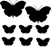 Stickers - Vlinders - Kliko - Raamsticker - Muursticker - Set van 6 stickers - Zwart