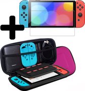 Hoes Geschikt voor Nintendo Switch Case Hoesje Met Screenprotector - Bescherm Hoes Geschikt voor Nintendo Switch Hoes Hard Cover - Roze