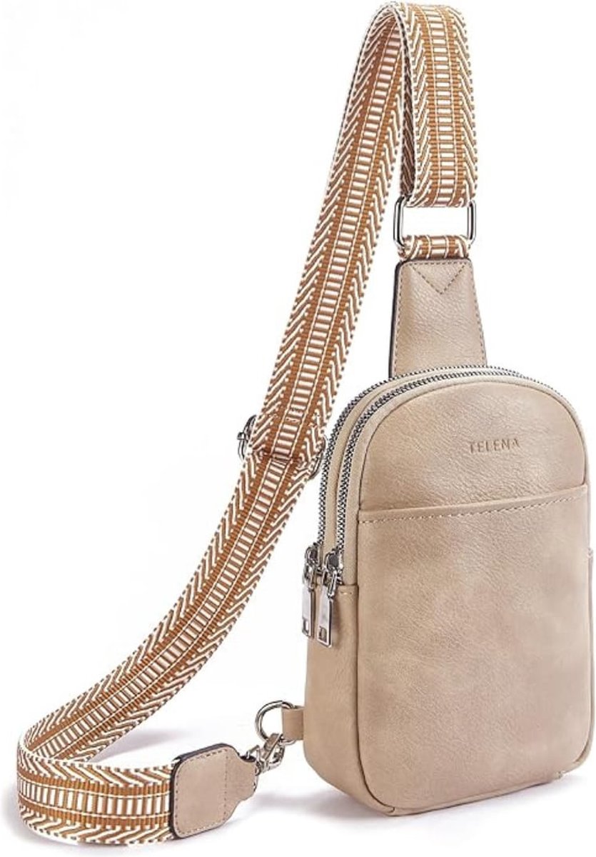 SHOP YOLO-Dames Tassen-schoudertas-crossbody bag kunstleer -waterdicht-lichtbruin