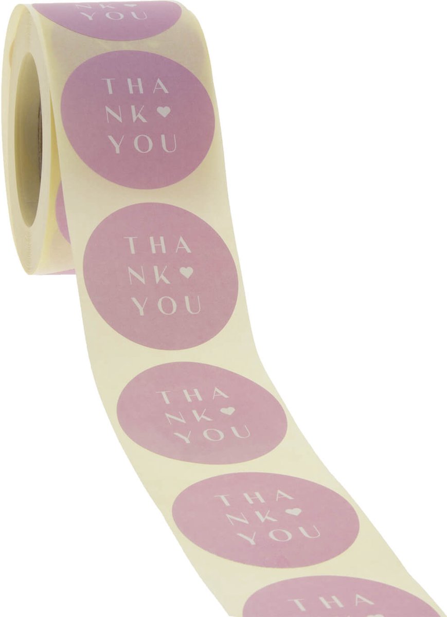 Cadeau stickers - 500 stuks - 'Thank You' 40mm - Stickers volwassenen - Sluitstickers - Sluitzegel - Ronde stickers op rol