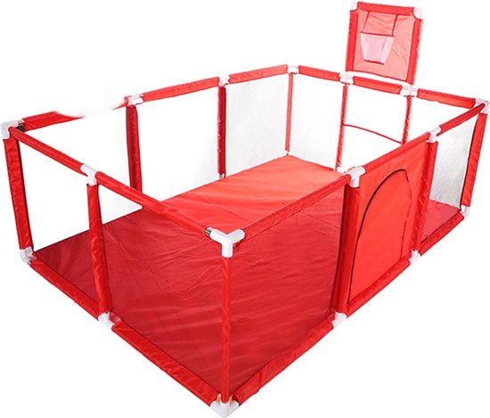 Navaris grote grondbox voor baby's - 130 x 130 cm - Met veiligheidssluiting - Babybox voor in de woonkamer of babykamer - Gemaakt van gaas en staal - Van 0 tot 2 jaar