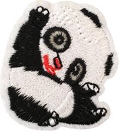 Panda Beer Beertje Strijk Embleem Patch Wit Zwart