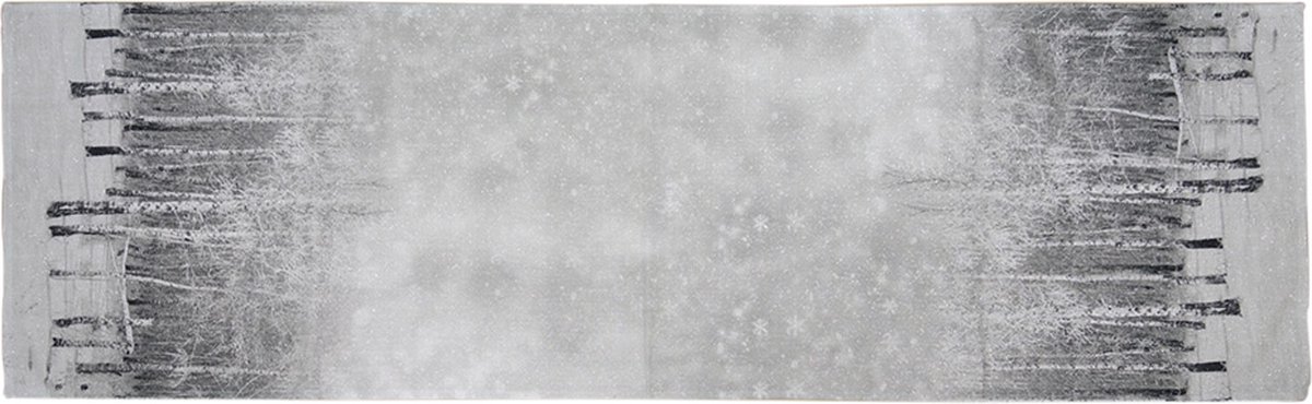 Clayre & Eef Tafelloper 41x140 cm Grijs Polyester Boom