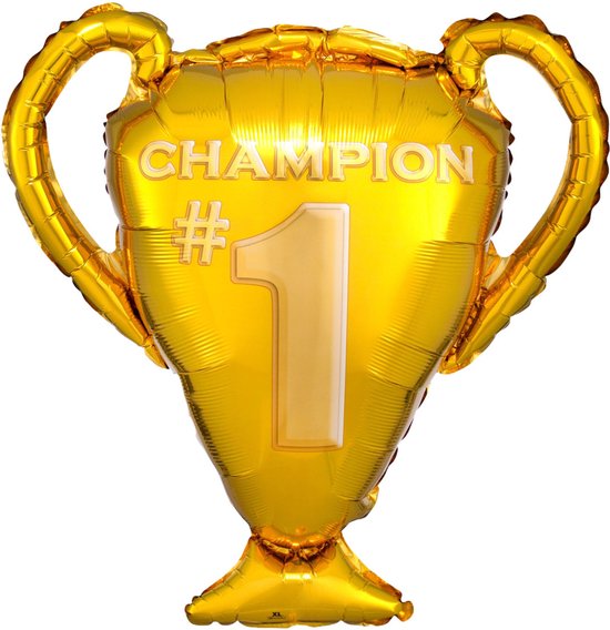 Folie ballon goud Champion Nr 1 beker - ballon - beker - kampioen - champion - sport voetbal - goud - medaille
