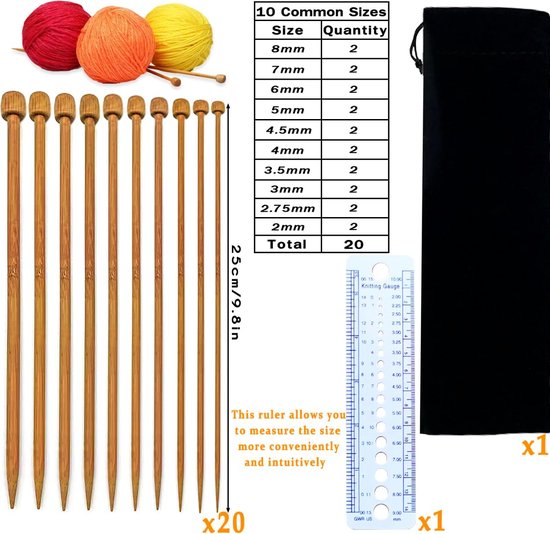 Roestvrij stalen breinaalden, 11 paar, 35 cm, breinaalden, metaal