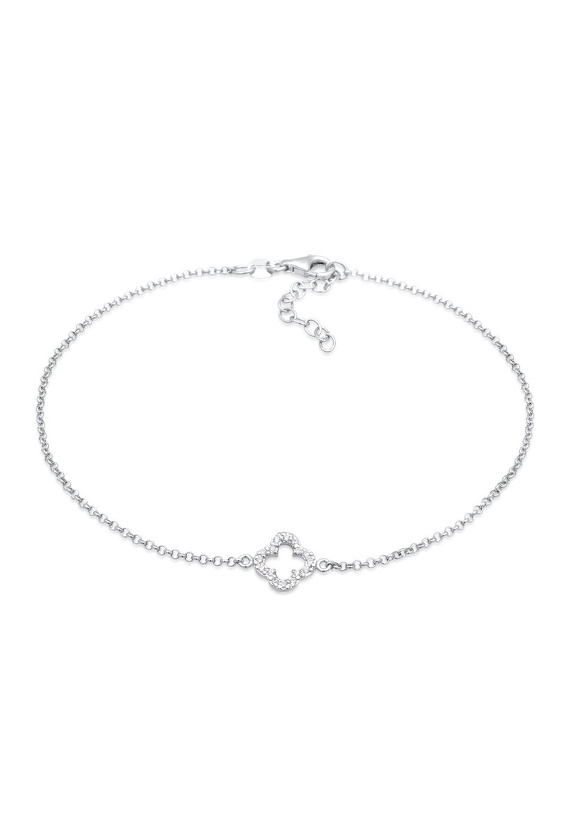 Elli - Enkelbanden - Dames enkelbandje klaverblad hanger gelukaanbrenger met zirkonia in 925 sterling zilver - Dames