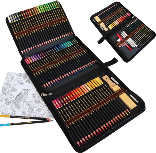 Ensemble de 95 crayons de couleur, trousse à crayons à fermeture