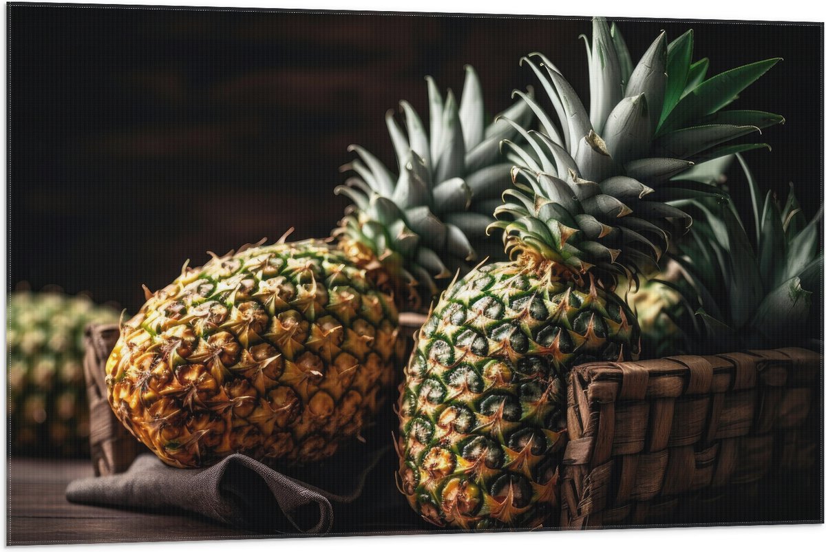 Vlag - Eten - Fruit - Ananas - 105x70 cm Foto op Polyester Vlag