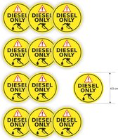 Diesel Only tanken sticker set 12 stuks