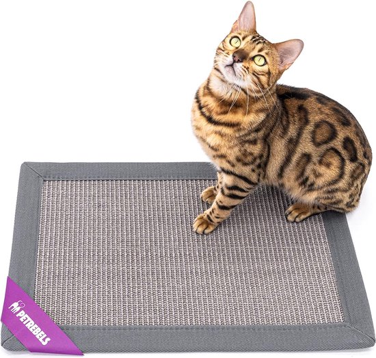 Krabmat voor katten, 2 stuks, 30 x 40 cm, krabplank, sisal, kan worden ingeplakt, geschikt voor bank, tafelpoten, tapijt (grijs