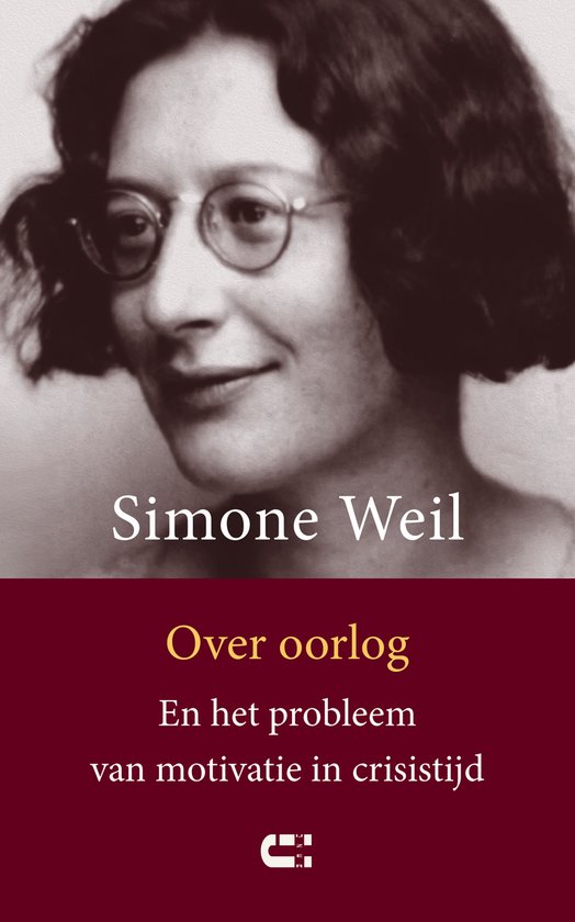 Portrait de Simone Weil avec le texte "Sur la guerre et le problème de la motivation en temps de crise".