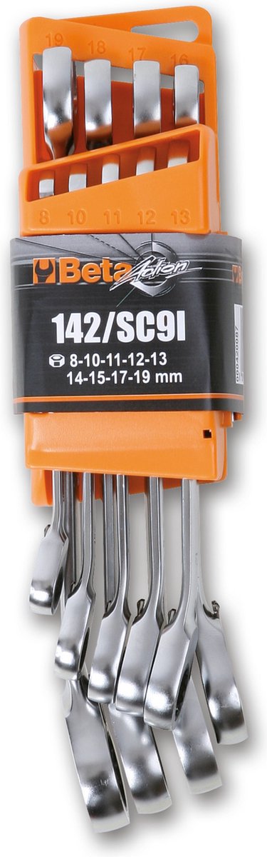 Beta 142/SC9I 9 Delige Ratelringsteeksleutels set in houder - 8-19mm