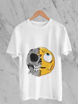 Feel Free - Halloween T-Shirt - Smiley: Gezicht Met Rollende Ogen - Maat M - Kleur Wit