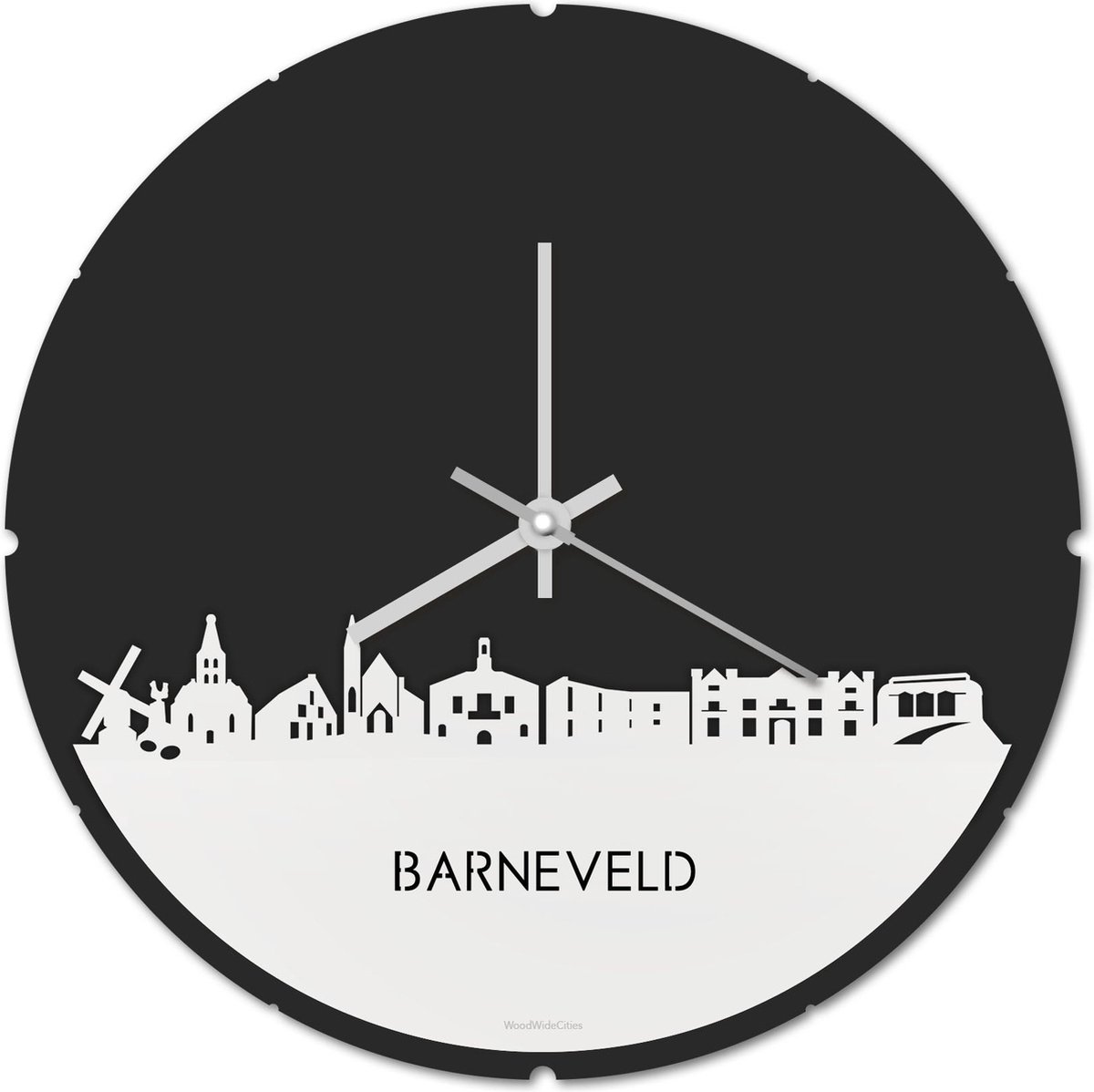 Skyline Klok Voorhout Notenhout - Ø 40 cm - Stil uurwerk - Wanddecoratie - Meer steden beschikbaar - Woonkamer idee - Woondecoratie - City Art - Steden kunst - Cadeau voor hem - Cadeau voor haar - Jubileum - Trouwerij - Housewarming - WoodWideCities