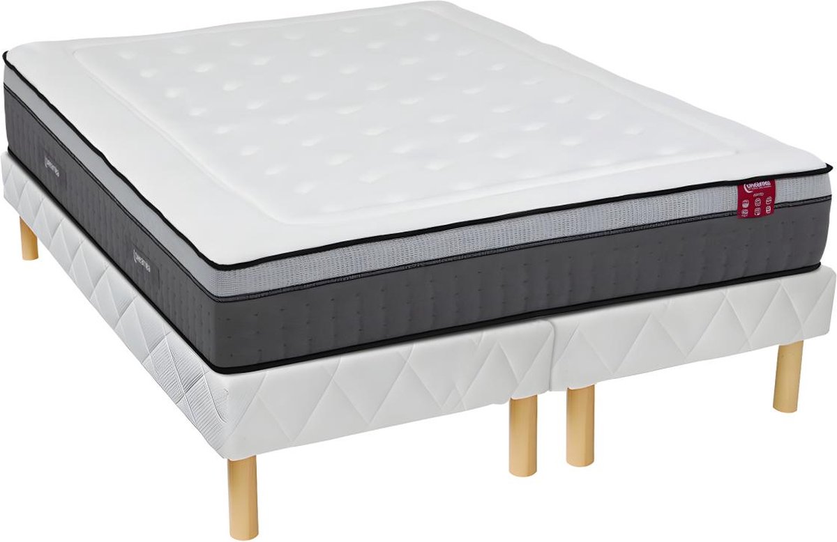 DREAMEA Set bedbodem + matras met pocketveren 7 zones en vormgeheugen ASGARD van DREAMEA 30 cm dik - 180 x 200 cm L 200 cm x H 30 cm x D 180 cm