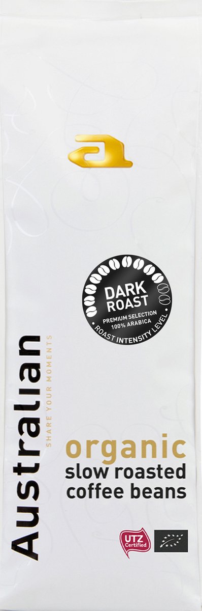 Australian espresso Beans dark roast - UTZ Organic - 4 x 750 gram