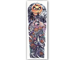Halloween Decoratie Tijdelijke Tattoo Sleeve (48x17cm) (Outfit Versiering Kostuum Kinderen Volwassenen - schotwond hechting scar heks bloed zombie wond mes spin clown - Water Overdraagbare Fake Temporary Tattoo)