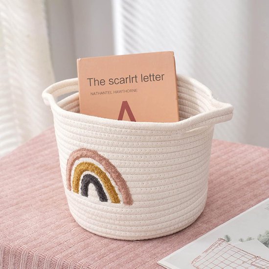 Panier De Rangement Rond Pliable En Corde De Coton - Motif Chat - Pour Jouets, Linge, Déco Chambre Enfant - Gris, Pratique Et Mignon