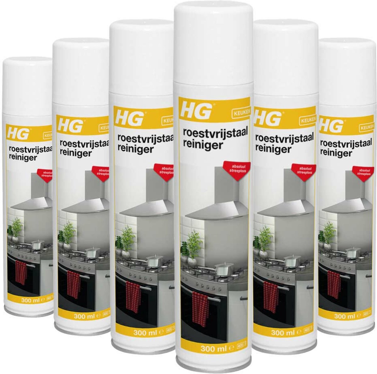 6x HG Roestvrijstaal Reiniger 300 ml