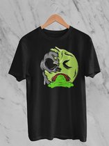 Feel Free - Halloween T-Shirt - Smiley: Brakend gezicht - Maat XL - Kleur Zwart