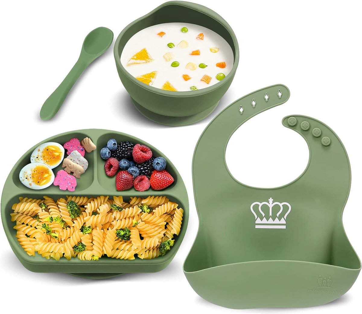 Vaisselle en Silicone souple pour bébé, vaisselle d'alimentation pour  enfant, assiette à ventouse, bol cuillère fourchette, ensemble de plats  pour