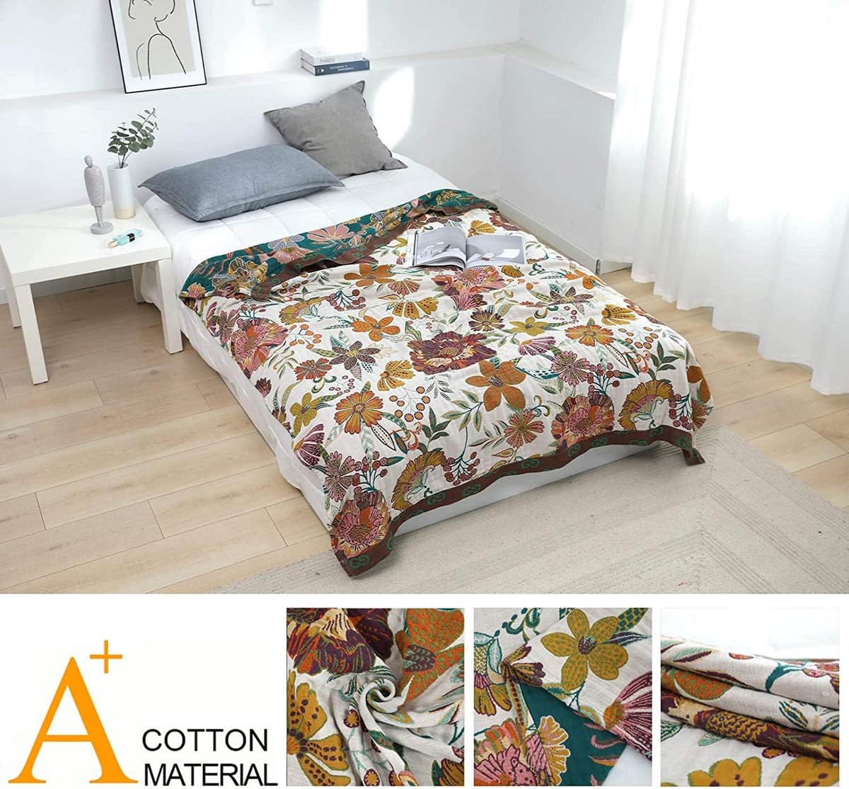 Superior Paisley 3-delige katoenen bedsprei, slaapkamerdecoratie, decoratieve bedsprei, 2 kussenslopen, medium gewicht deken, gewatteerd dekbed, vintage bloemenpatroon, fullsize, taupe