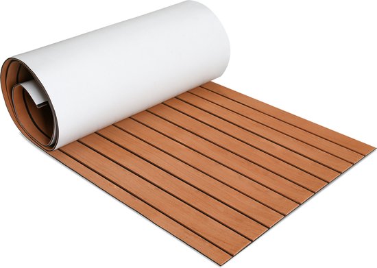 Decking Zelfklevende Bootmat - Decking Self Adhesive Boat Mat - Premium EVA Teak Foam Decking Mat-Teak Boten Vloerbedekking - Teak Vloerbedekking Vloer - Teakhouten Jachtvloeren Wasbaar -240x60x0.6cm-geelbruin