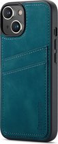 Casemania Hoesje Geschikt voor Apple iPhone 15 Plus met Pasjeshouder Emerald Green - Back Cover met Kaarthouder