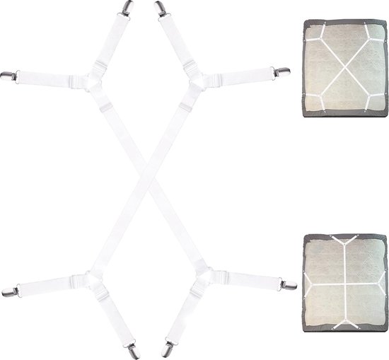 Verstelbare lakenspanner, 100-250 cm driehoekige stretcher, elastische lakenriemen met metalen clip voor kreukvrije lakens, matrassen, strijkplanken, banktoppers (2 stuks)