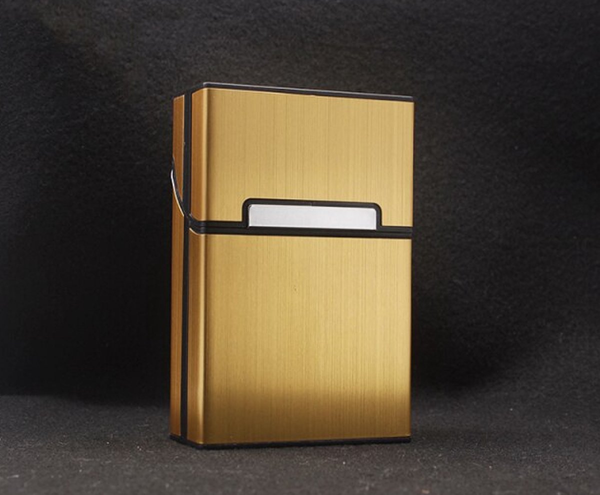 Goedkoopste Gadgetpoint | Sigarettenhouder | Opbergbox | Sigarettendoosje | Sigaretten opberg doos | Plastic Metaal Kunststof | Goud | Sinterklaas & Kerst Cadeau